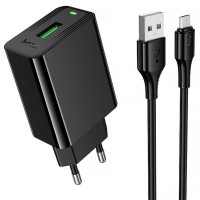МЗП Hoco CS92A Leader QC3.0 18W (1USB-A) + кабель USB to MicroUSB