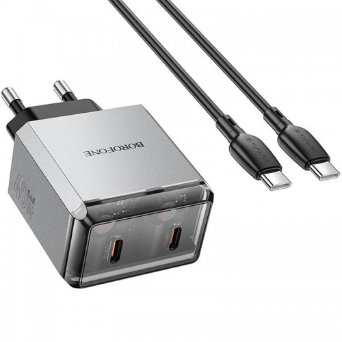 Купити МЗП Borofone BN21 Lena PD40W+QC3.0 (2USB-C) + кабель Type-C to Type-C