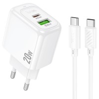 МЗП Hoco CS54A Surplus PD20W+QC3.0 (1USB-A/1C) + кабель Type-C to Type-C