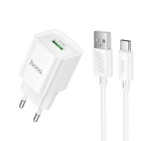 МЗП Hoco C145A Charm QC3.0 18W (1USB-A) + кабель USB to Type-C