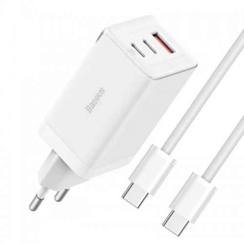 Купити МЗП Baseus GaN5 Pro PD65W+QC3.0 (1USB-A/2C) + кабель Type-C to Type-C (CCGP12020)