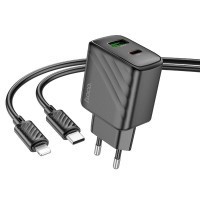 МЗП Hoco CS23A Sunlight PD30W+QC3.0 (1USB-A/1C) + кабель Type-C to Lightning