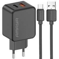 МЗП Amaya E113UC PD25W+QC3.0 (1USB-A/1C) + кабель USB to Type-C