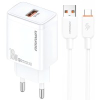 МЗП Amaya E59S QC3.0 18W (1USB-A) + кабель USB to Type-C