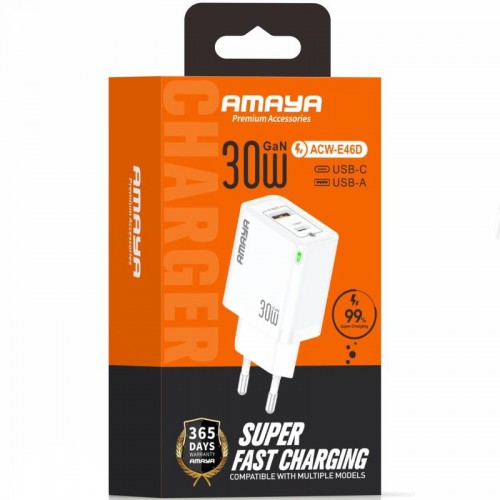 Купити МЗП Amaya E46D PD30W+QC3.0 GaN (1USB-A/1C)
