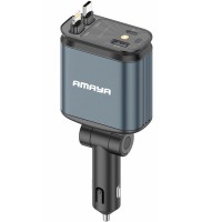 АЗП Amaya ACC-CL11 PD57.5W+QC3.0 (1USB-A/1C) with retractable cable Type-C + Lightning