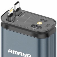 АЗП Amaya ACC-CL11 PD57.5W+QC3.0 (1USB-A/1C) with retractable cable Type-C + Lightning