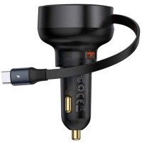 АЗП Baseus Enjoyment Pro PD60W+QC3.0 with retractable cable (1USB-A/1C) (C000578)