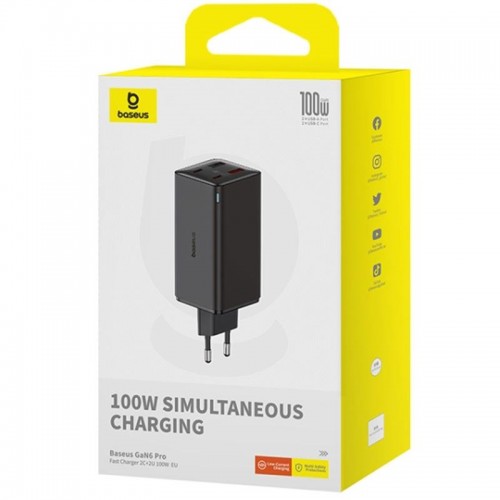 Купити МЗП Baseus GaN6 Pro Fast Charger PD100W+QC3.0 (2USB-A/2C) (P101627)