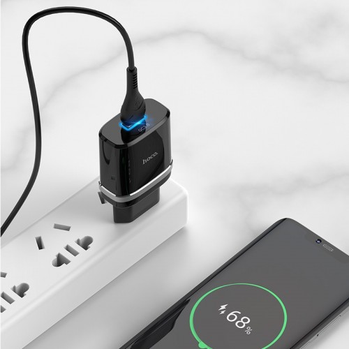 Купити МЗП Hoco C12Q Smart QC3.0 3A (1USB-A) + кабель USB to Type-C