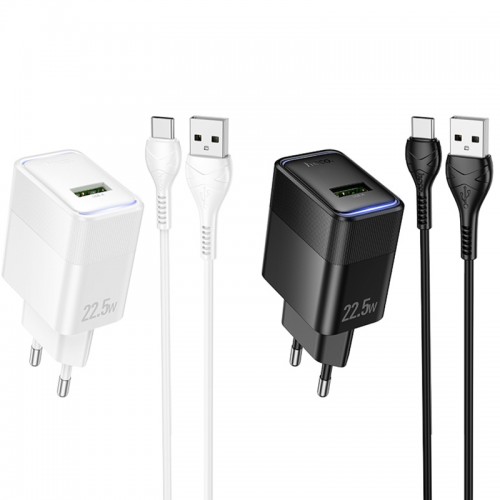 Купити МЗП Hoco CS111A Lounge QC3.0 22.5W (1USB-A) + кабель USB to Type-C