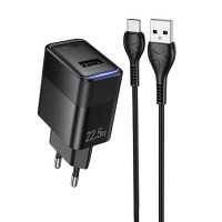 МЗП Hoco CS111A Lounge QC3.0 22.5W (1USB-A) + кабель USB to Type-C
