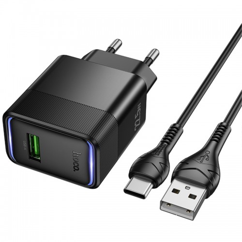 Купити МЗП Hoco CS111A Lounge QC3.0 22.5W (1USB-A) + кабель USB to Type-C