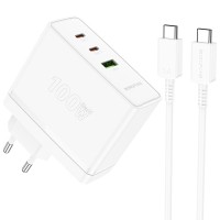 МЗП Borofone BN11 Imperial PD100W+QC3.0 (1USB-A/2C) + кабель Type-C to Type-C