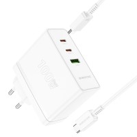 МЗП Borofone BN11 Imperial PD100W+QC3.0 (1USB-A/2C) + кабель Type-C to Type-C