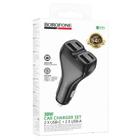 АЗП Borofone BZ35 Leader PD15W+QC3.0 total 30W (2USB-A/2C)