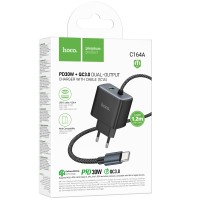 МЗП Hoco C164A New PD30W+QC3.0 (1USB-A/1C) + встроенный кабель Type-C