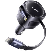 АЗП Baseus Enjoyment Max PD60W with retractable cables (1USB-C/1L) (C00035507121)