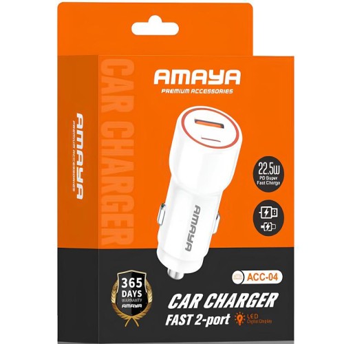 АЗУ Amaya ACC-04 PD22.5W+QC3.0 total 37.5W (1USB-A/1C)