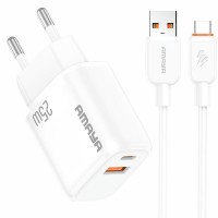 МЗП Amaya E213D PD25W+QC3.0 (1USB-A/1C) + кабель USB to Type-C