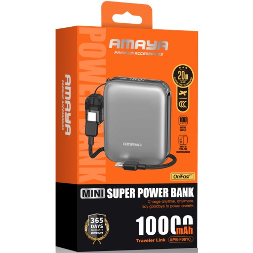 Портативное ЗУ Power Bank Amaya F001C PD20W with cable 10000 mAh