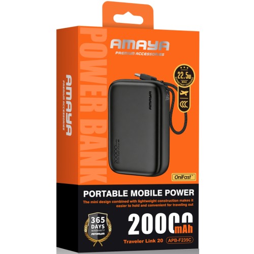 Портативное ЗУ Power Bank Amaya F235C PD22.5W with cable 20000 mAh