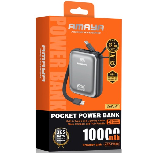 Портативное ЗУ Power Bank Amaya F139C PD22.5W with cable 10000 mAh