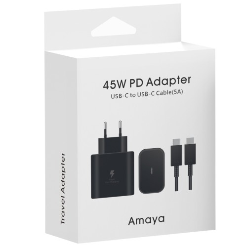 СЗУ Amaya SC45CC PD45W (1USB-C) + кабель Type-C to Type-C