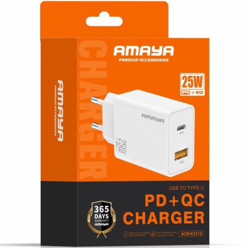 СЗУ Amaya E221D PD25W+QC3.0 (1USB-A/1C)