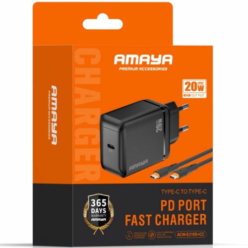 СЗУ Amaya E218S PD20W+QC3.0 (1USB-C) + кабель Type-C to Type-C