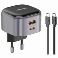 МЗП Amaya E211D PD20W+QC3.0 (1USB-A/1C) + кабель Type-C to Type-C