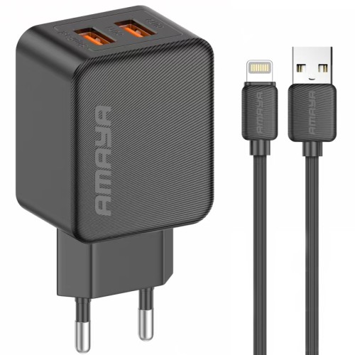 СЗУ Amaya E110L 2.4A (2USB-A) + кабель USB to Lightning