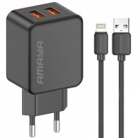 МЗП Amaya E110L 2.4A (2USB-A) + кабель USB to Lightning