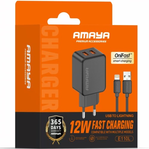 СЗУ Amaya E110L 2.4A (2USB-A) + кабель USB to Lightning