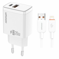 МЗП Amaya E67D PD20W+QC3.0 (1USB-A/1C) + кабель USB to Lightning