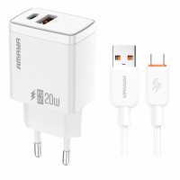 МЗП Amaya E67D PD20W+QC3.0 (1USB-A/1C) + кабель USB to Type-C