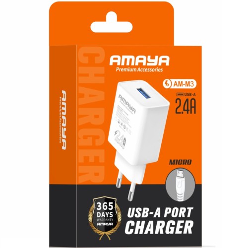 СЗУ Amaya C3 2.4A (1USB-A) + кабель USB to Type-C