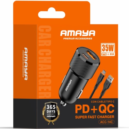 АЗУ Amaya ACC-14C PD15W+QC3.0 total 35W (1USB-A/1C) + кабель USB to Type-C