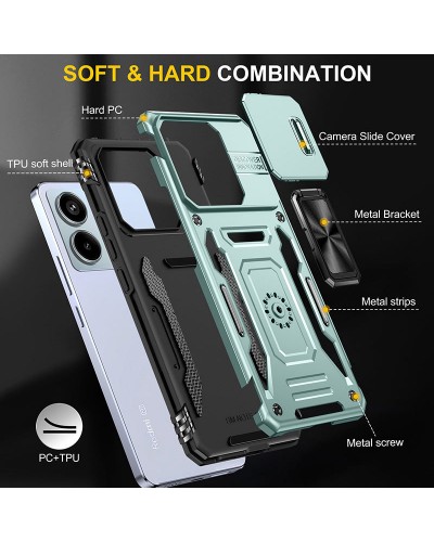Купить Ударопрочный чехол Camshield Army Ring для Xiaomi Redmi Note 13 Pro 4G / 14s / Poco M6 Pro 4G