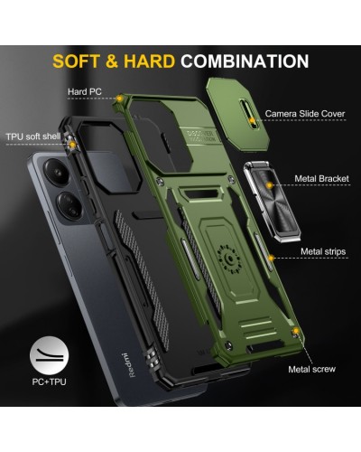 Купить Ударопрочный чехол Camshield Army Ring для Xiaomi Redmi Note 13 Pro 4G / 14s / Poco M6 Pro 4G