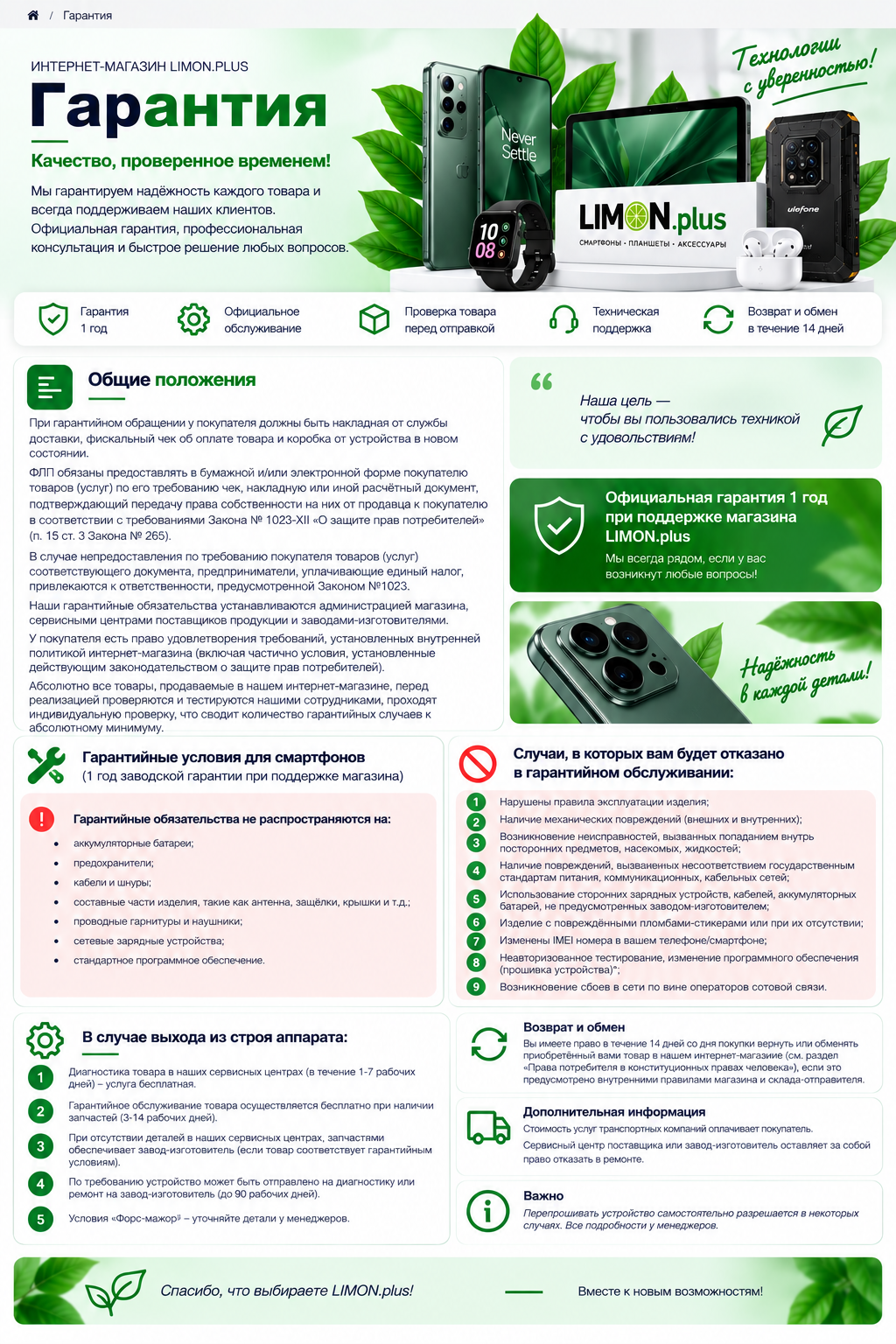 Гарантия LIMON.plus