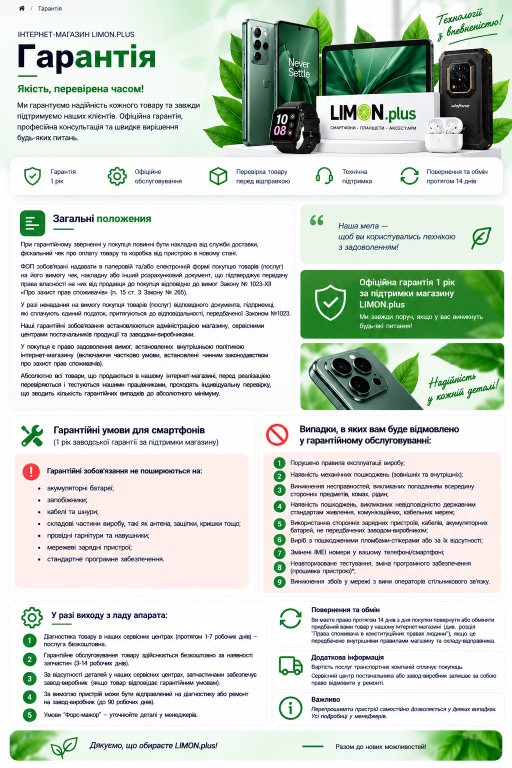 Гарантія LIMON.plus