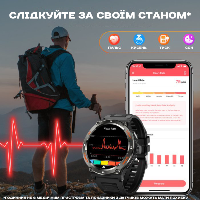 Купити Smart Advanture Steel з компасом, 2 ремінці