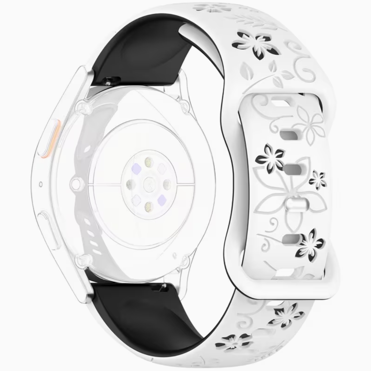 Ремінець каучуковий жіночий Flower White 16 мм