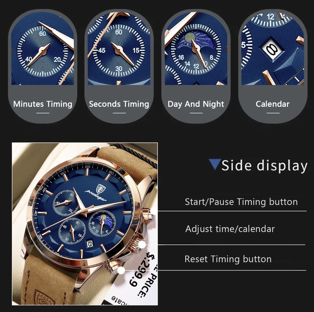 Купити Poedagar West Blue Rush, 2 ремінці