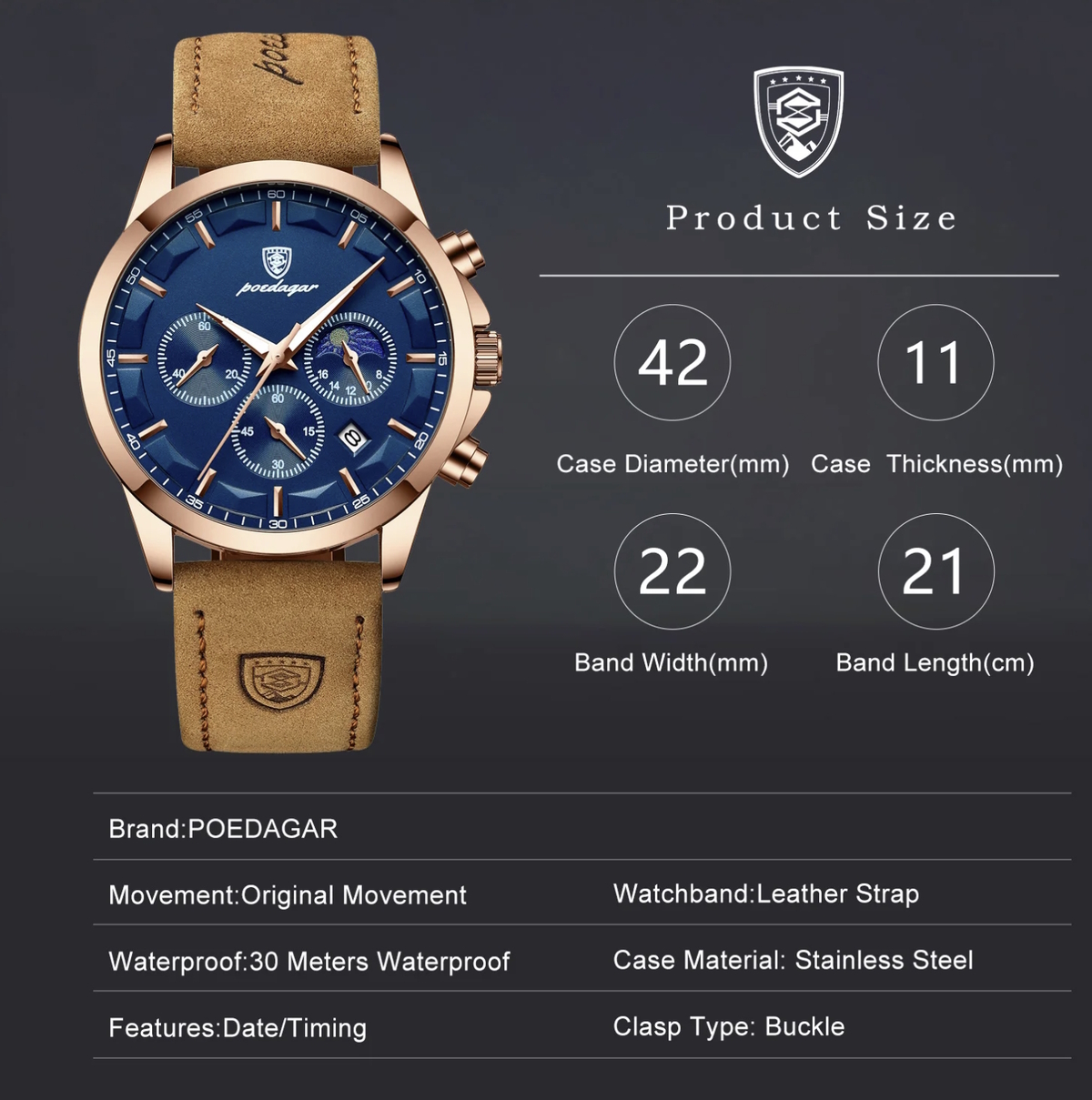 Купити Poedagar West Blue Rush, 2 ремінці