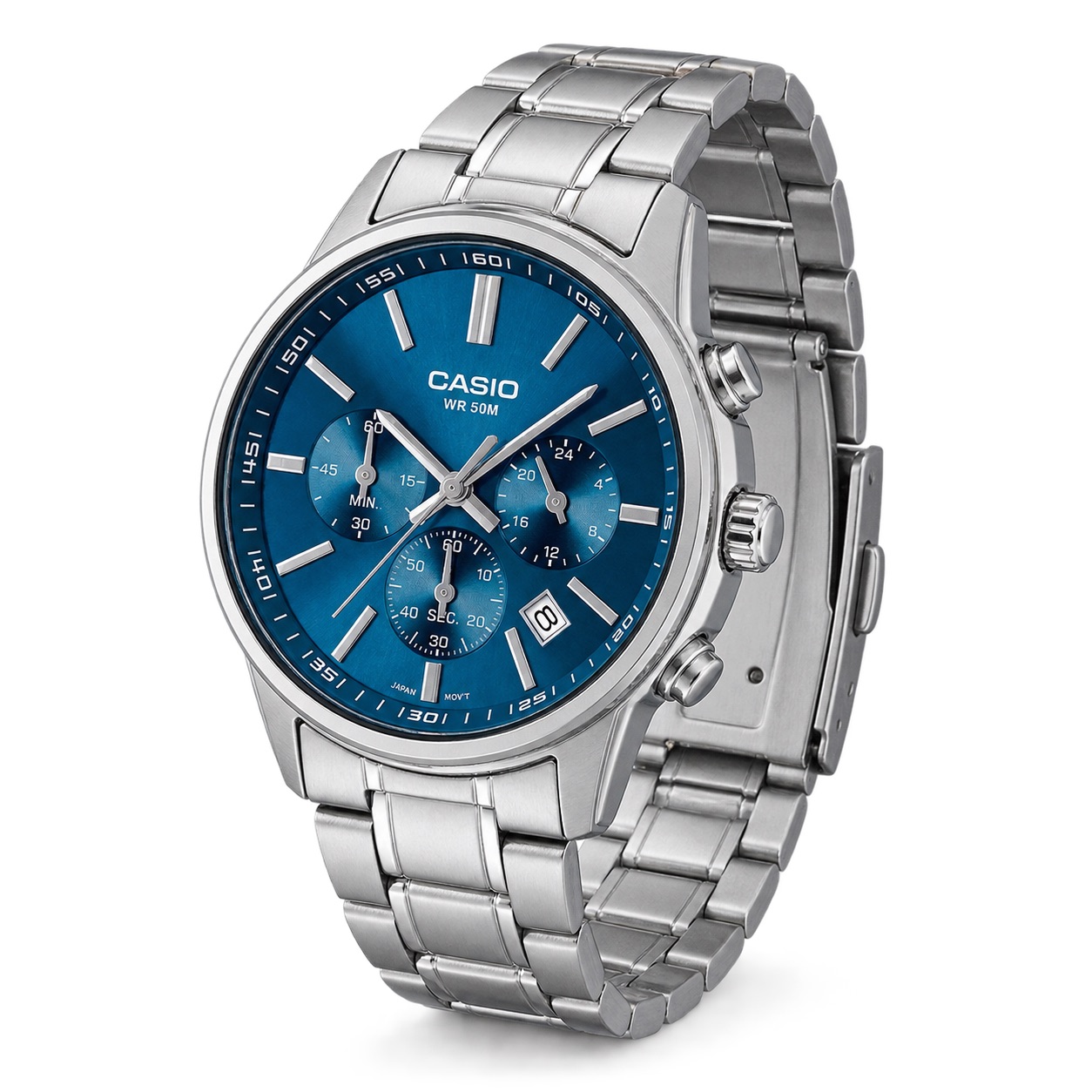 Купити Чоловічий годинник Casio MTP-E515D-2A1 з хронографом та синім циферблатом
