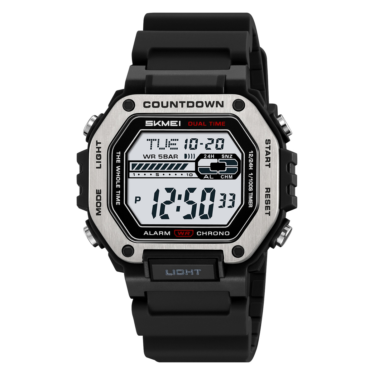 Купити Чоловічий спортивний годинник Skmei 2522BK Black з електронним циферблатом та підсвічуванням