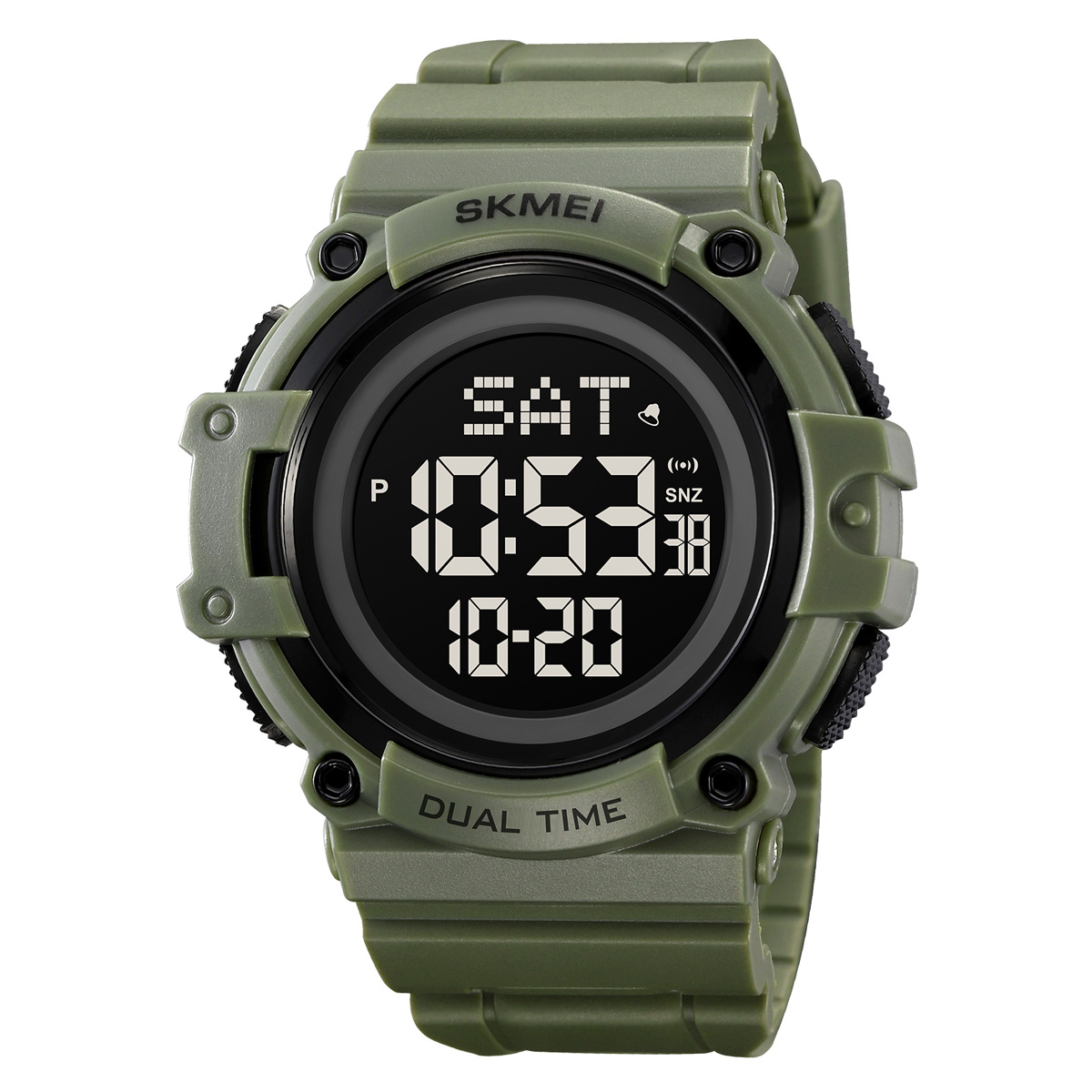 Купити Чоловічий спортивний годинник Skmei 2230AG Army Green з підсвіткою та таймером