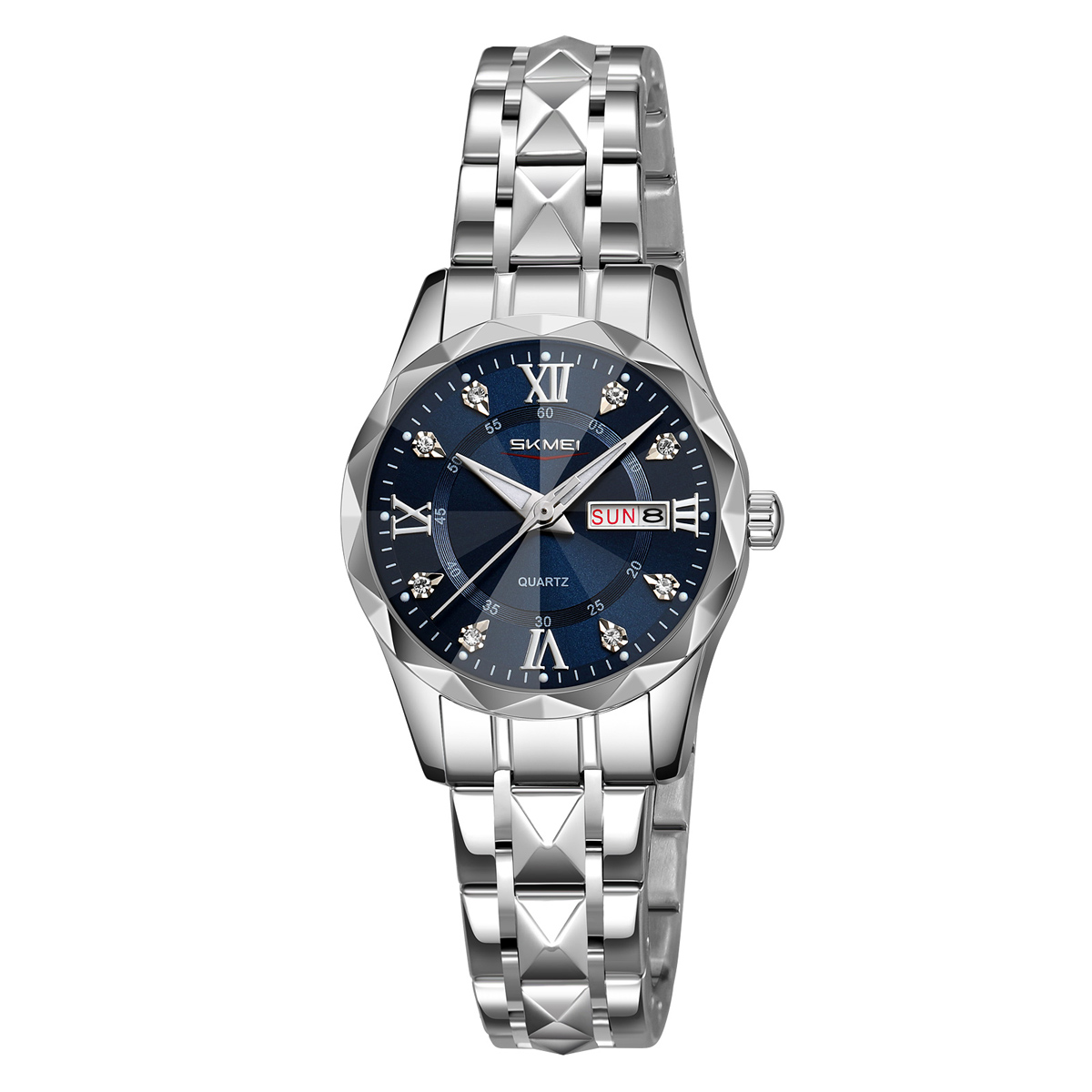Купити Жіночий годинник Skmei 9370SIBU Silver-Blue зі сріблястим браслетом та синім циферблатом